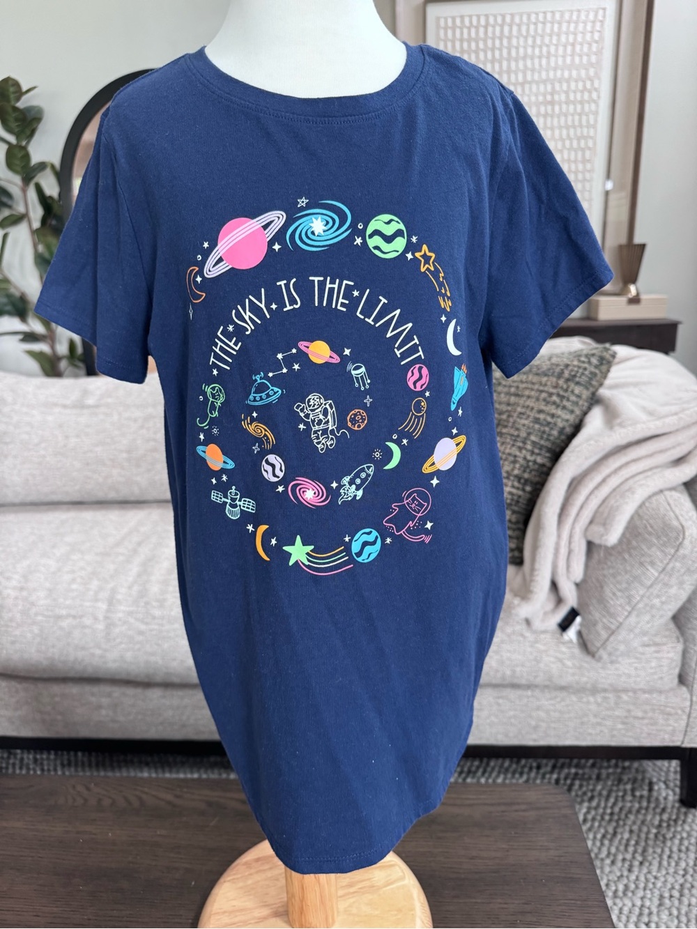 XL (14) Navy Graphic Tee "The Sky Is The Limit"